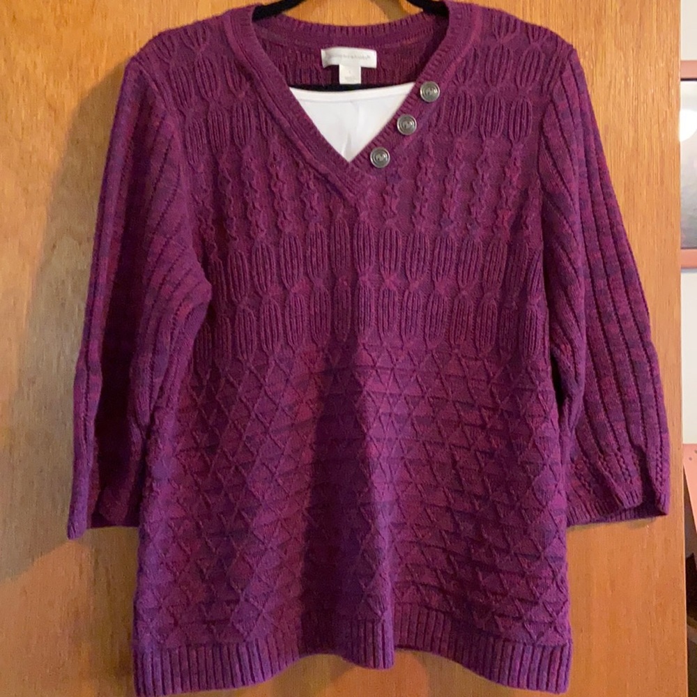 Christopher & Banks purple 3/4 sleeve sweater